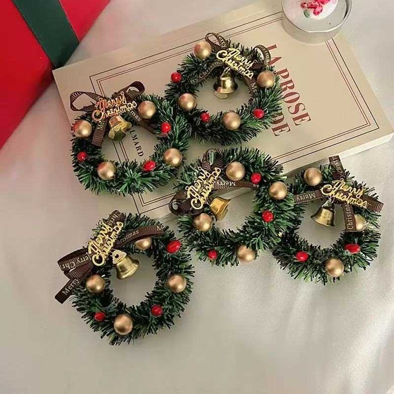 圣诞节冰箱贴煤油灯磁铁贴可爱圣诞花圈氛围创意圣诞装饰摆件挂件