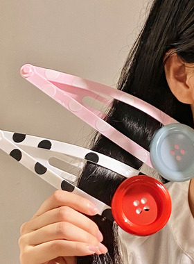 网红手作纽扣波点大号发夹可爱少女心搞怪拍照神器包包挂件配饰潮