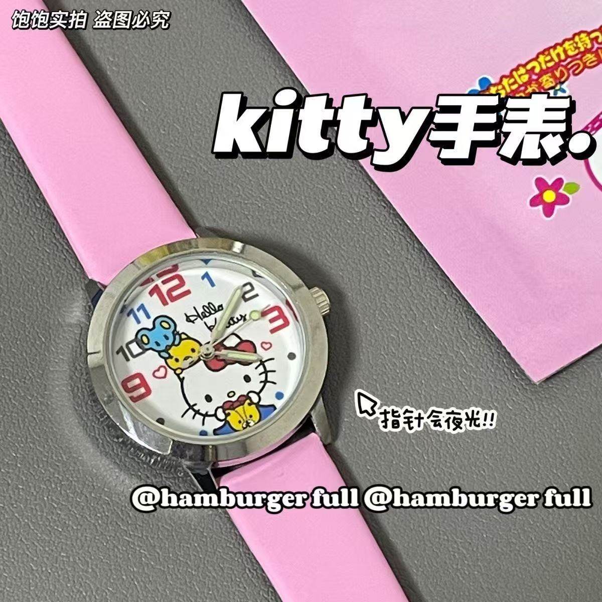 可爱凯蒂猫手表卡通kitty夜光腕表时尚学生手表新款高颜值ins少女