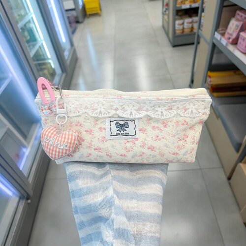粉色碎花笔袋可爱ins风大容量少女高颜值学生简约文具收纳袋小众