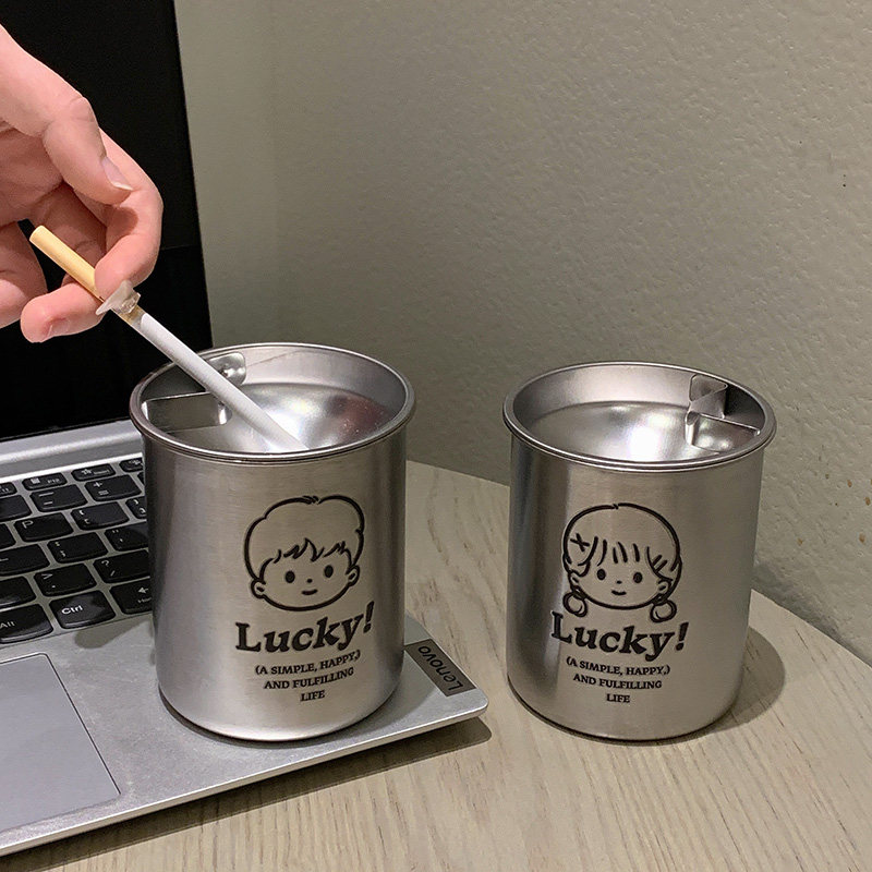 卡通ins幸运男孩置地式烟灰缸