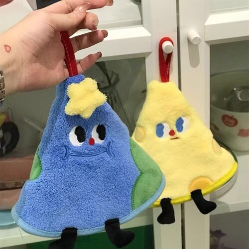 可爱擦手巾吸水速干挂式珊瑚绒卫生间儿童洗手毛巾厨房抹布