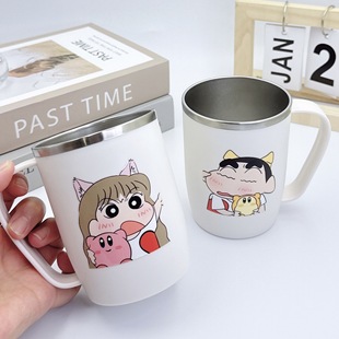 可爱卡通蜡笔小新304不锈钢漱口杯洗漱杯情侣刷牙杯子牙缸防霉