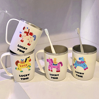 不锈钢漱口杯刷牙杯子家用可爱高颜值高档学生情侣牙具牙刷洗漱杯