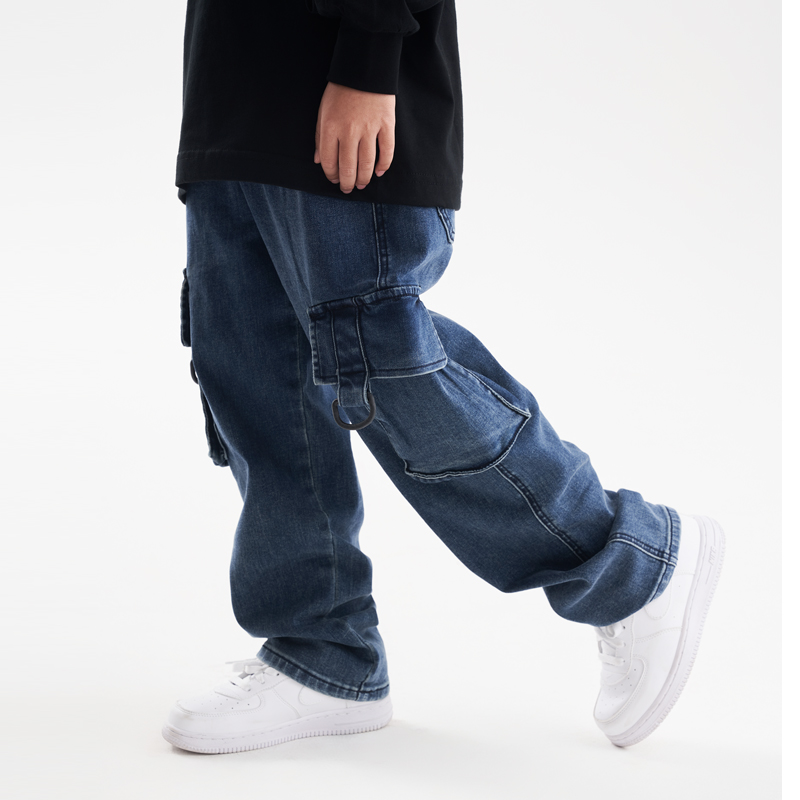 服酱长裤弹力多口袋牛仔裤