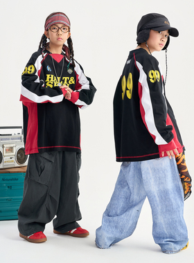 FUJAM潮牌童装儿童街舞潮服复古撞色设计长袖少儿hiphop演出服装