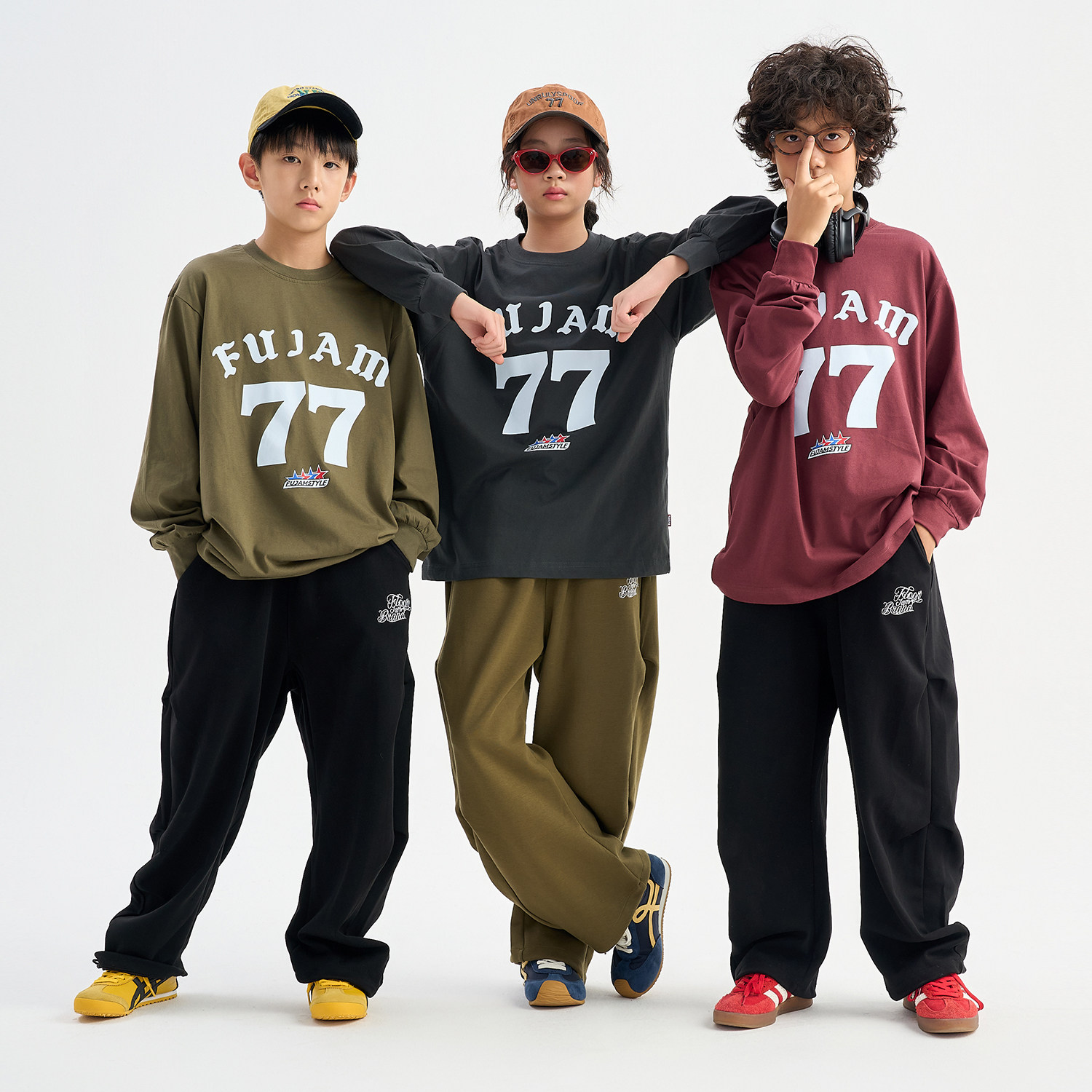 FUJAM潮牌儿童装学院风字母印花圆领长袖T恤少儿街舞hiphop演出服,童装/婴儿装/亲子装,儿童演出服,淘宝优惠券,粉丝福利购,淘宝优惠卷