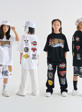 服酱少儿街舞童装美式篮球风格嘻哈短袖套装hiphop儿童酷炫演出服