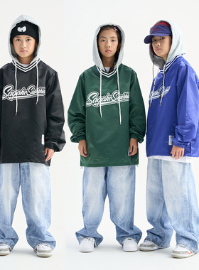 FUJAM美式复古街头少儿街舞服装嘻哈hiphop帅气连帽外套演出衣服