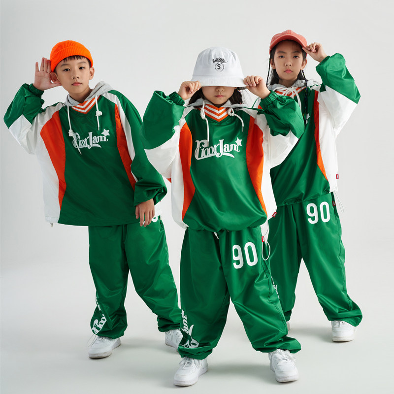 儿童街舞潮服少儿hiphop风衣帅气宽松套装bboy炸街童装嘻哈演出服