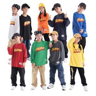 服酱少儿街舞美式HIPHOP嘻哈BBOY速干T恤popping宽松长袖演出服装