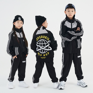 潮牌bboy弹力风衣套装 秋季 hiphop童装 少儿街舞服装 嘻哈比赛演出服