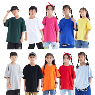服酱男女童纯棉宽松短袖 打底街舞滑板运动圆领上衣 T恤中大童夏季