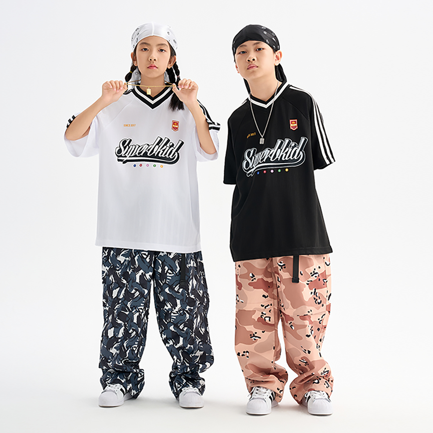 FUJAM潮牌童装经典复古短袖街舞儿童潮服少儿hiphop帅气演出服装