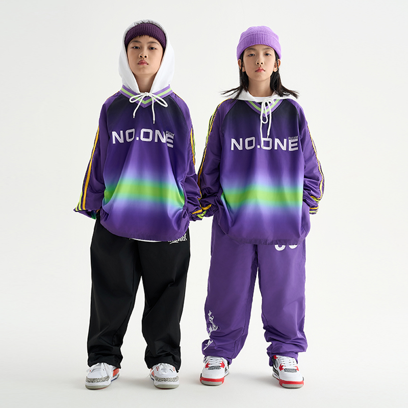 服酱原创美式嘻哈街舞儿童潮服hiphop酷炫长袖童装风衣套装演出服