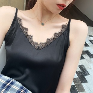 背心女打底衫 春夏西装 高档无袖 欧洲站夏季 内搭显瘦v领蕾丝吊带衫