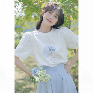文艺小清新百搭上衣夏季新款短袖T恤女学院风学生简约时尚衣服ins