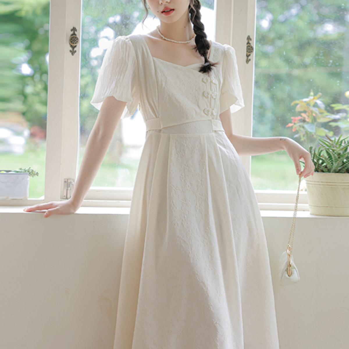 新中式国风盘扣连衣裙女夏季新款