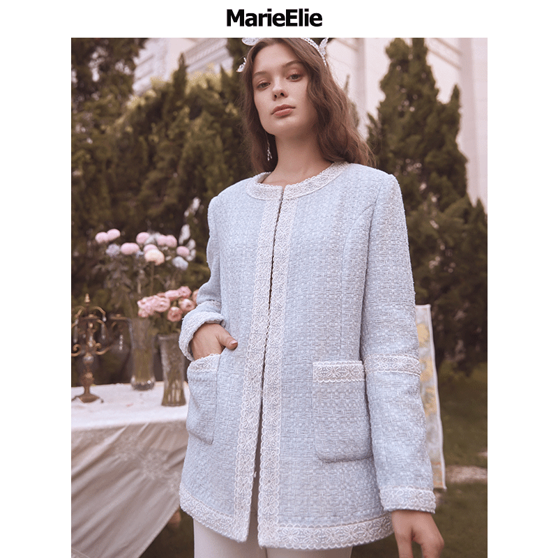 marieelie秋冬款兰盈淡雅旎外套