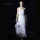 Marie Elie浪漫风抹胸网纱连衣裙女白色长裙高级感气质名媛礼服裙