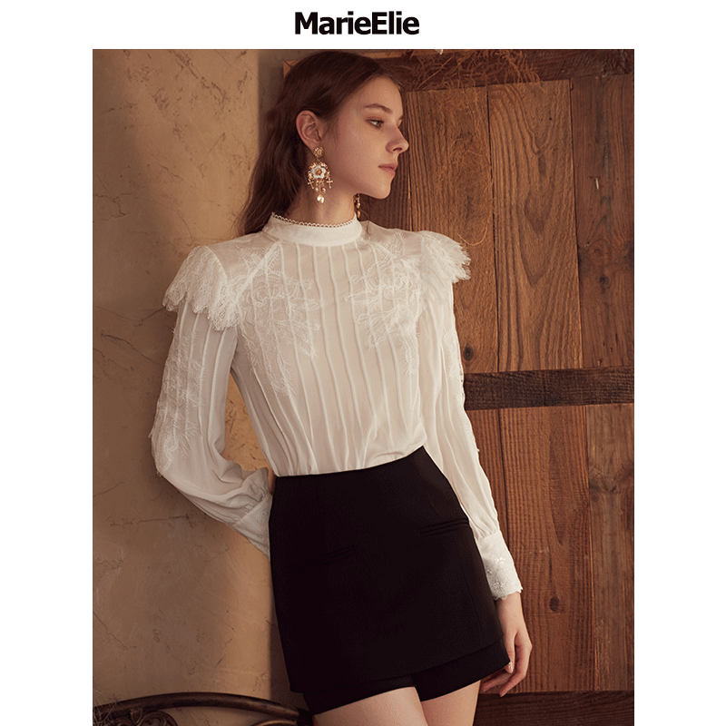 MarieElie箐芷晶妤纯色短裤OL风格高腰直筒裤纯黑色女款