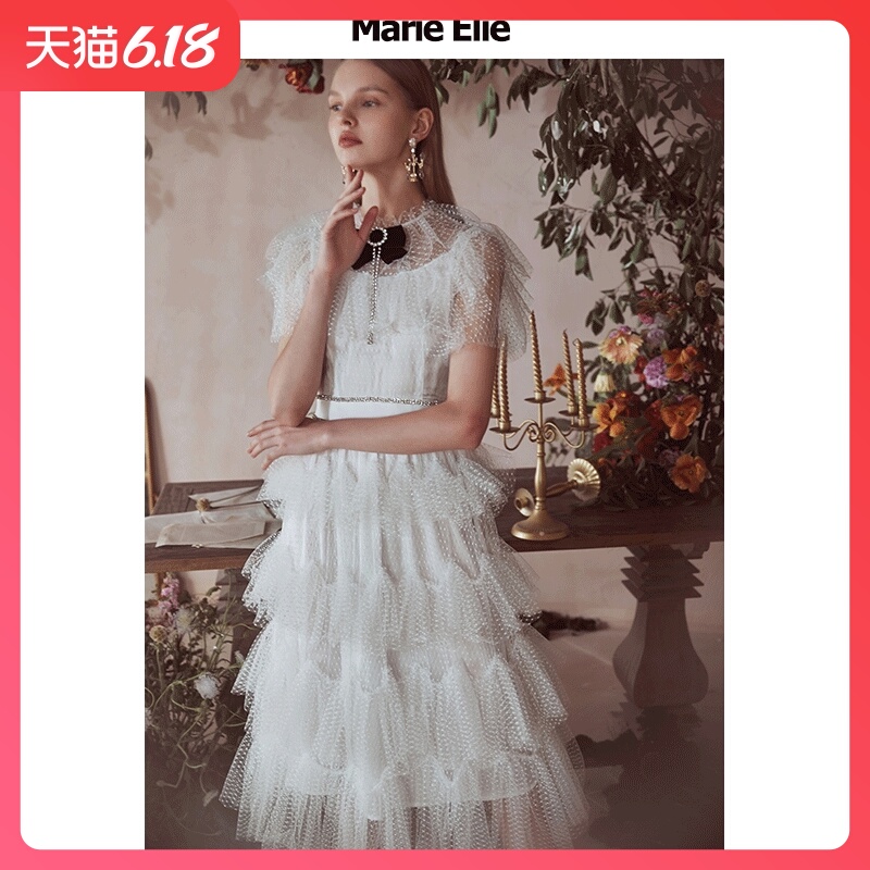 Marie Elie春夏新款 漾鸶蓬蓬蝴蝶结连衣裙EAA12M08420