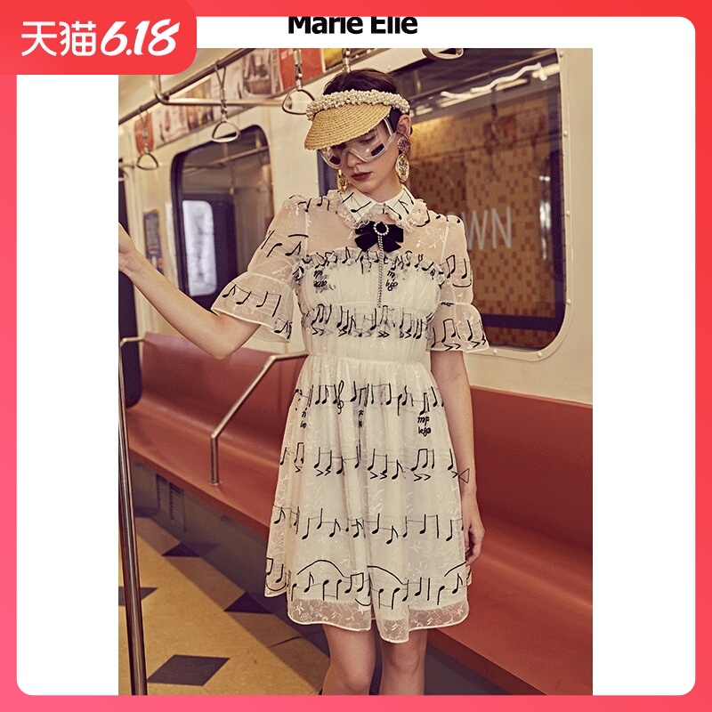 Marie Elie映悦音符蝴蝶结连衣裙E2922M68602