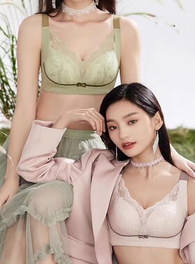 新款C杯薄大胸显小收副乳透气性感蕾丝无钢圈6017L调整型内衣