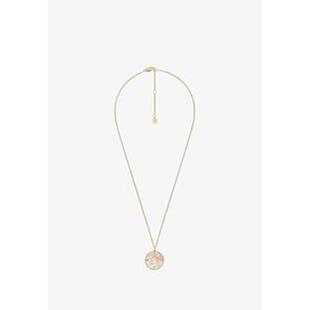 代购Fossil化石女士项链简约优雅时尚百搭金色金属材质圆形吊坠