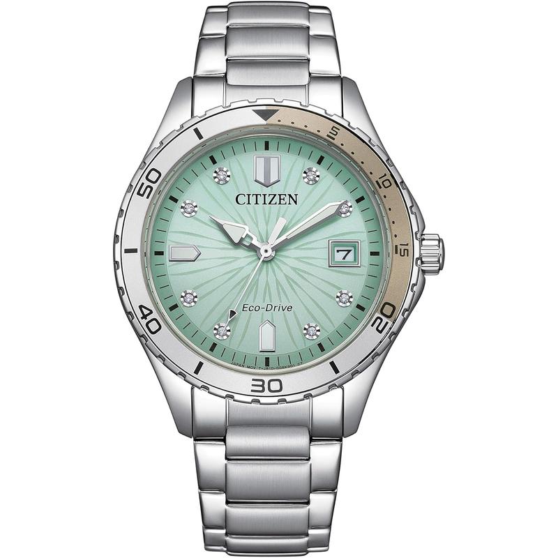 Citizen/西铁城女士腕表轻奢时尚石英机芯防水银色表带运动休闲款