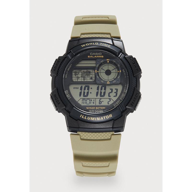 卡西欧手表男日期显示背光计时器石英防水100米合成带不锈钢壳