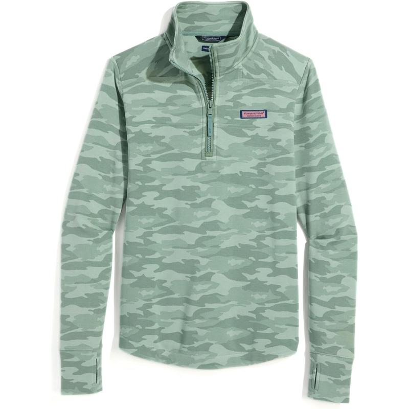 代购VINEYARD VINES女卫衣迷彩绒衫半拉链上衣户外活动日常休闲