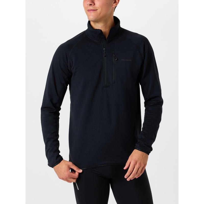 代购SALOMON萨洛蒙男士抓绒衣保暖排汗透气户外上衣半拉链长袖