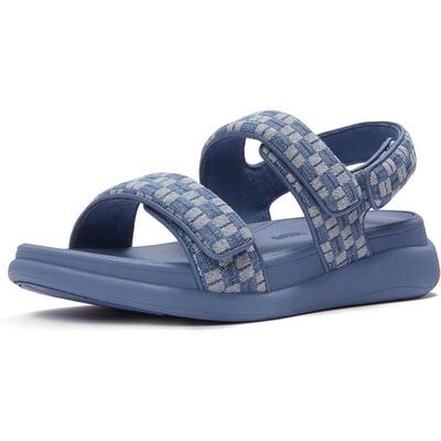 代购FITFLOP女士凉鞋透气软底轻便缓震格纹后跟带可调节扣带厚底