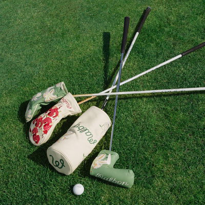 代购malbon MARKARIAN DRIVER COVER高尔夫杆套皮革浪漫花卉风格