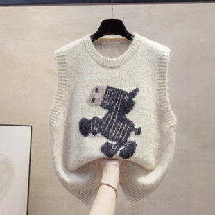 圆领针织马甲背心女2025春秋新款 宽松外穿马夹叠穿外搭毛衣坎肩潮