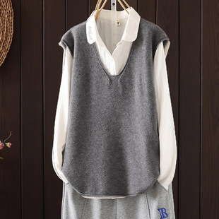 毛衣背心潮百搭 叠穿外搭坎肩宽松无袖 V领针织马甲女2025秋季 新款