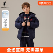 WALK童装 男童羽绒服短款 2025新款 POLO 冬季 儿童外套上衣保暖连帽