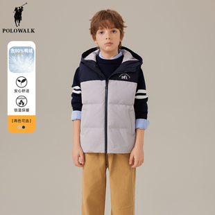 polowalk童装 男童羽绒马甲短款2026秋冬季儿童立领上衣坎肩保暖