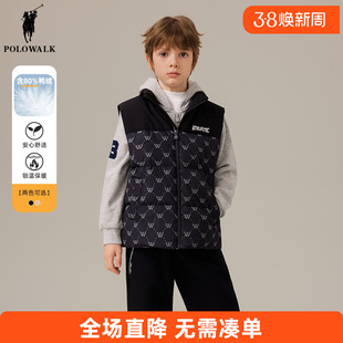 polowalk童装 男童羽绒马甲短款2025秋冬季儿童立领上衣坎肩保暖