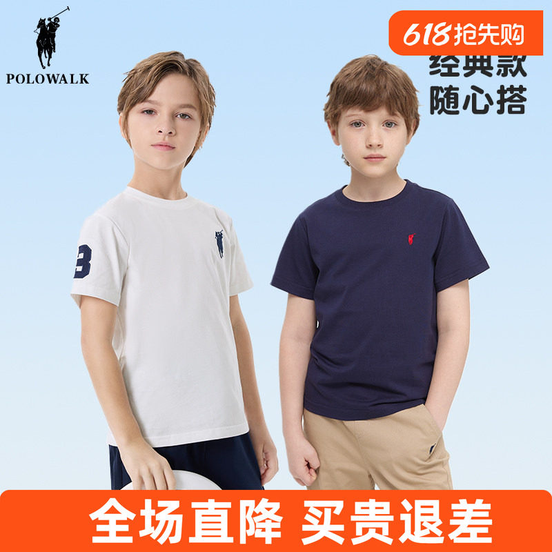polowalk男女童短袖t恤纯棉儿童polo衫夏季26新款装上衣莱赛尔