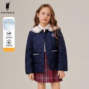 POLO WALK童装 女童羽绒服轻薄短款2025冬季儿童外套上衣保暖