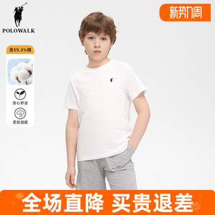 男女童短袖 POLOWALK童装 T恤儿童上衣莱赛尔 3A抗菌凉感速干