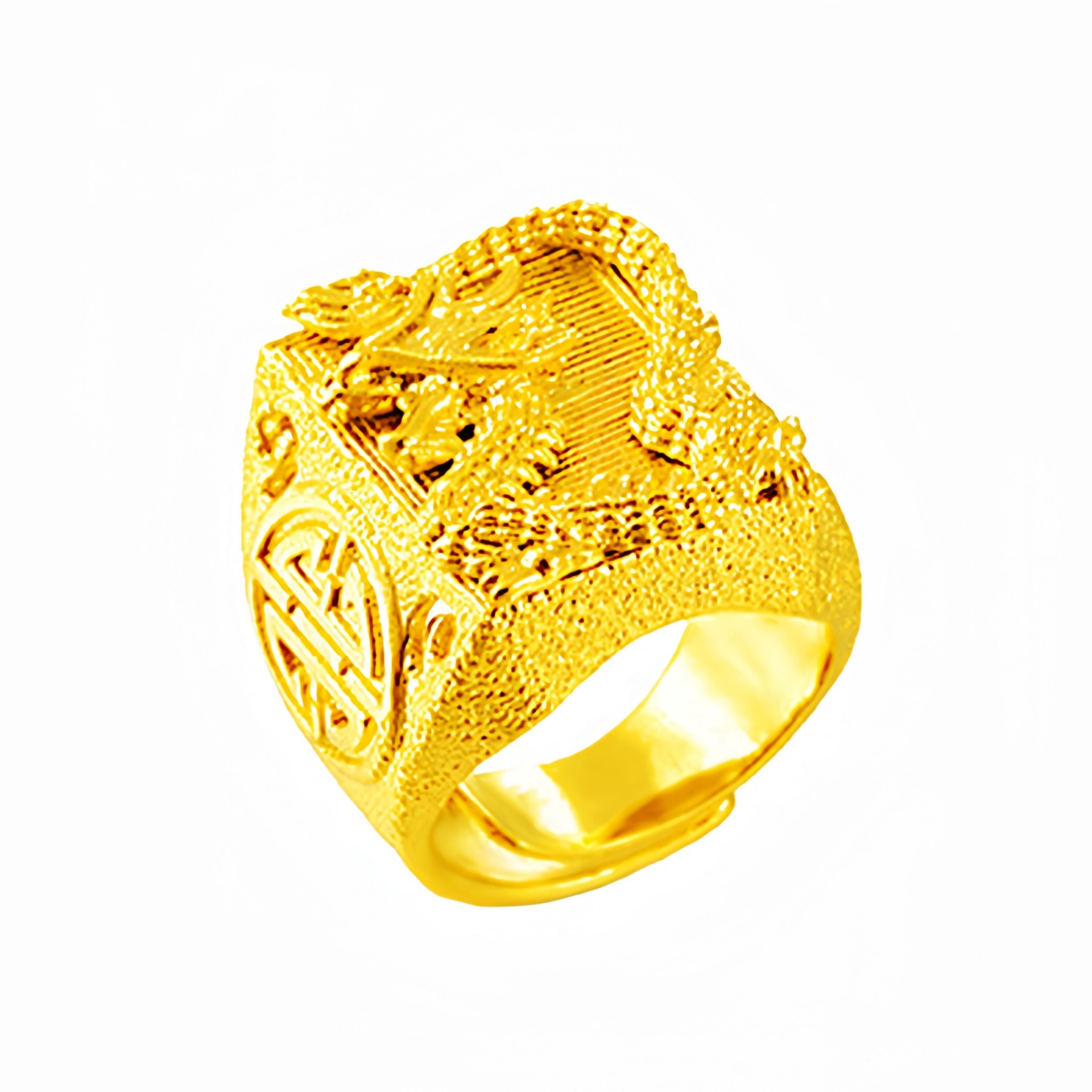 仿黄铜镀金双层龙戒纯铜电镀戒指