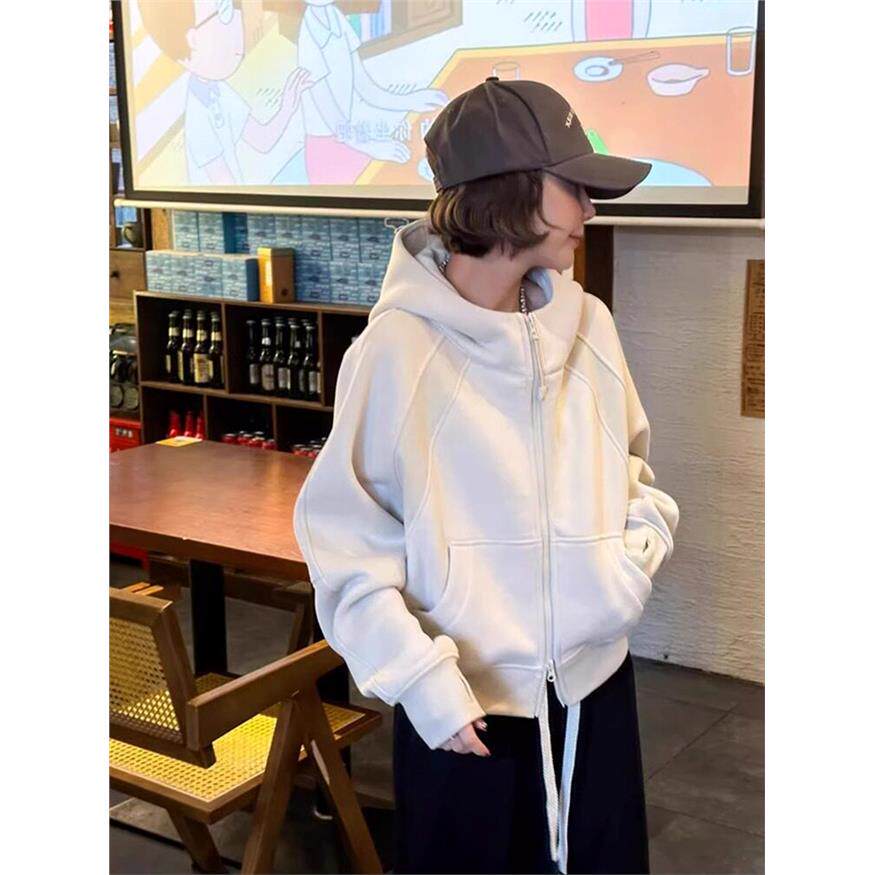 秋冬加绒加厚短款慵懒风卫衣女2025新款爆款小个子宽松开衫外套女