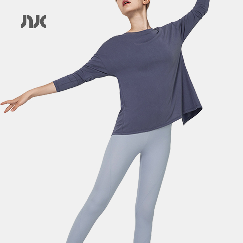 宽松长袖瑜伽罩衫亲肤透气健身服