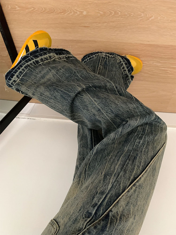 大码微喇叭牛仔裤女春季胖mm设计感宽松显瘦高腰直筒阔腿拖地裤子