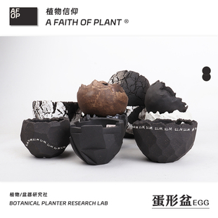 蛋壳潮流块根植物龙舌兰龟甲龙块根SRL陶瓷手工花盆NEIGHBORHOOD