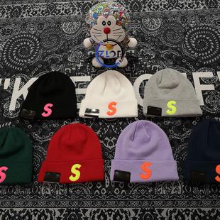 渠道货ZLOT 19FW S Logo Beanie撞色植绒刺绣 冷帽 针织帽 毛线帽