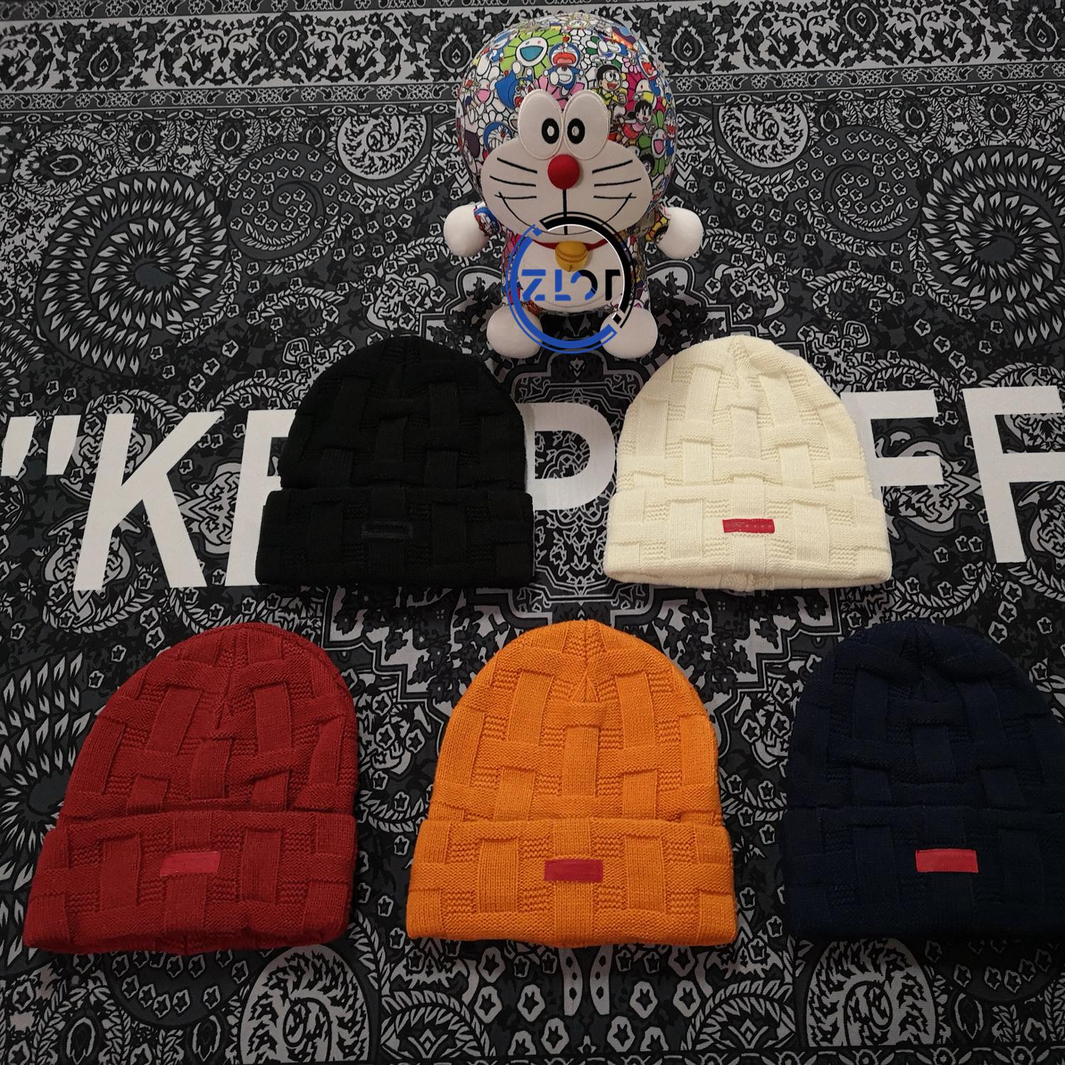 毛线帽男女同款编织方格